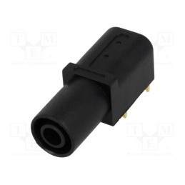 10 pcs : - Socket, 4mm banana, 24A, black, gold-plated, PCB, insulated, 33.6mm