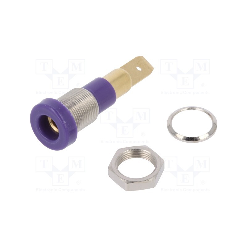 10 pcs : 23.0190-26 - Socket, 4mm banana, 25A, 30VAC, 60VDC, violet, screw, insulated