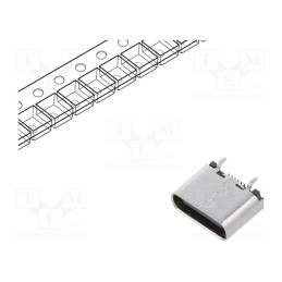 10 pcs : USB4120-03-C - Socket, USB C, SMT, PIN: 16, vertical, top board mount, USB 2.0, 5A