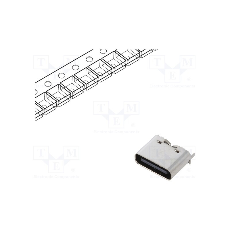 10 pcs : USB4130-GF-C - Socket, USB C, SMT, PIN: 6, vertical, top board mount, 3A