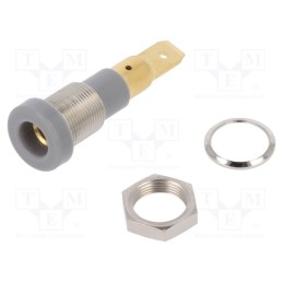 10 pcs : 23.0190-28 - Socket, 4mm banana, 25A, 30VAC, 60VDC, grey, screw, insulated