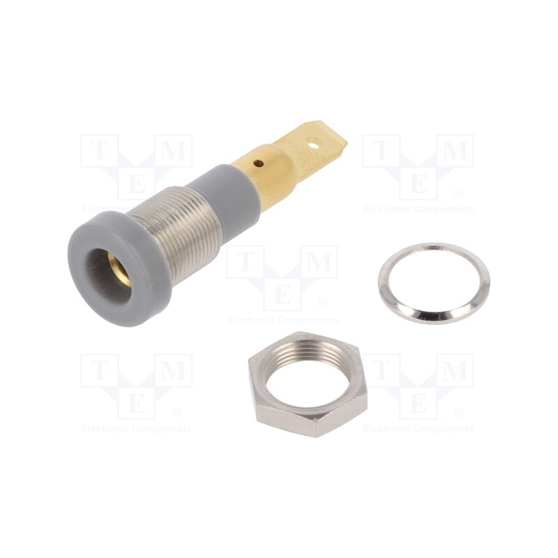 10 pcs : 23.0190-28 - Socket, 4mm banana, 25A, 30VAC, 60VDC, grey, screw, insulated