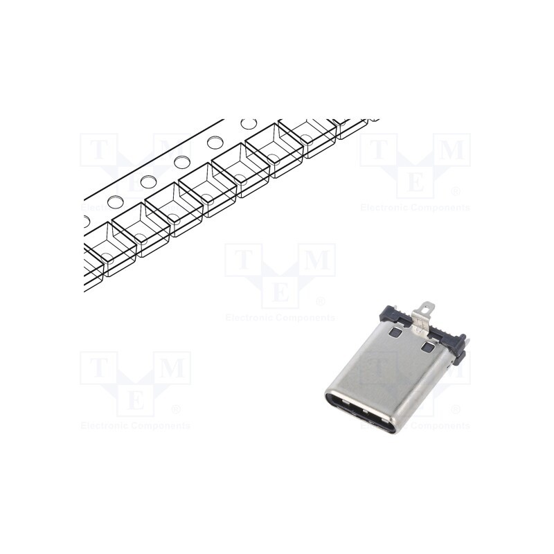 10 pcs : USB4151-GF-C - Plug, USB C, SMT, PIN: 24, vertical, top board mount, USB 3.2, 5A