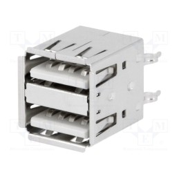 10 pcs : USBA-2GV - Socket, USB A, THT, straight, double