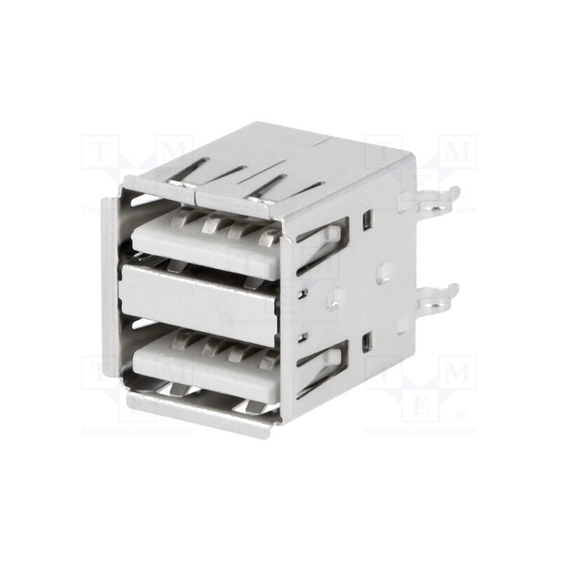 10 pcs : USBA-2GV - Socket, USB A, THT, straight, double