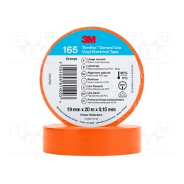 10 rol : 165OR5E - Tape: electrical insulating, W: 19mm, L: 20m, Thk: 0.15mm, orange