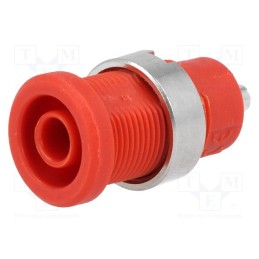 10 pcs : - Socket, 4mm banana, 25A, red, nickel plated, soldered, -20÷80°C