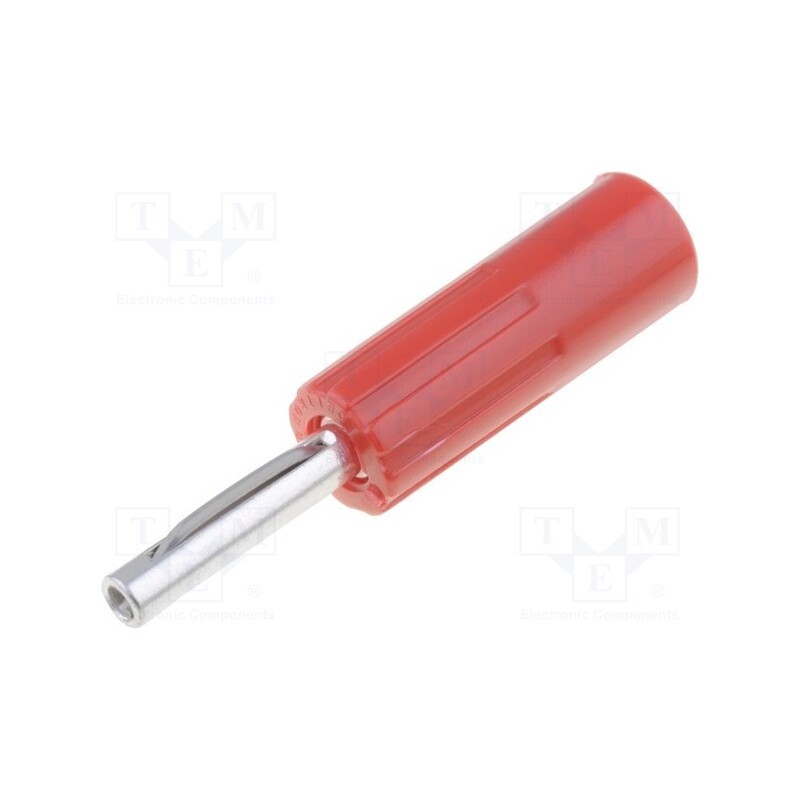 10 pcs : 579-0500 - Plug, 4mm banana, 10A, 50VDC, red, non-insulated, for cable, 5.5mm2