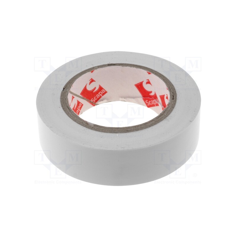 20 rol : SCAPA-2702-15X10 - Tape: electrical insulating, W: 15mm, L: 10m, Thk: 130um, white, 180%