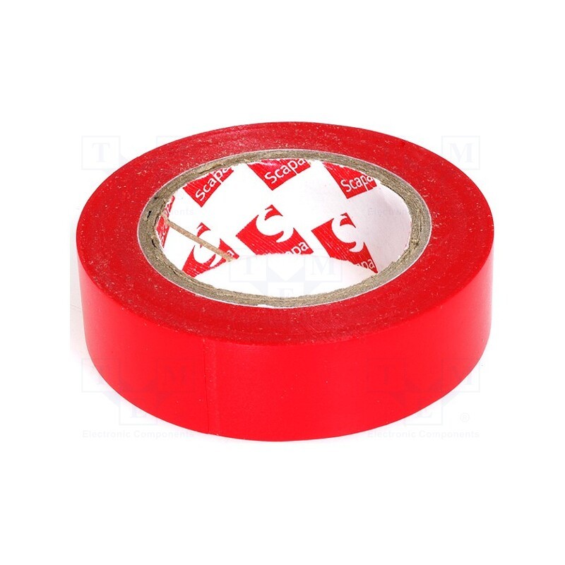 20 rol : SCAPA-2702-15X10 - Tape: electrical insulating, W: 15mm, L: 10m, Thk: 130um, red, rubber