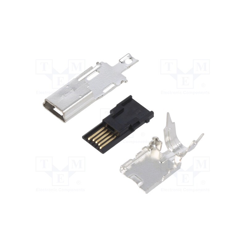 20 pcs : UX40A-MB-5P - Plug, USB B mini, UX, for cable, soldering, PIN: 5, straight, 50pcs.