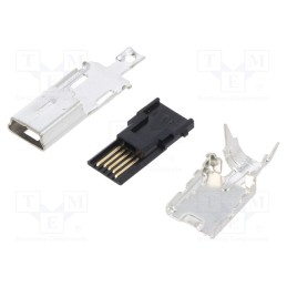 20 pcs : UX40-MB-5P - Plug, USB B mini, UX, for cable, soldering, PIN: 5, straight, 50pcs.