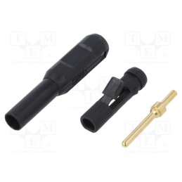 10 pcs : 65.3324-21 - Plug, 2mm banana, black, gold-plated, Insulation: polyamide