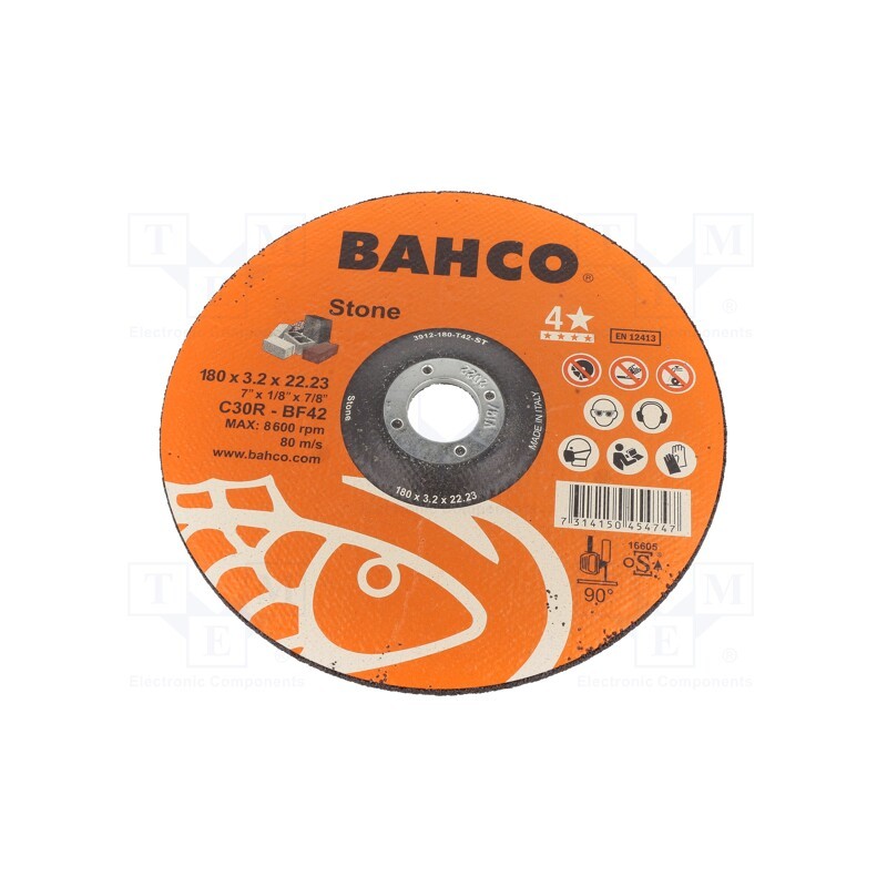 10 pcs : 3912-180-T42-ST - Cutting wheel, Ø: 180mm, Øhole: 22.23mm, Disc thick: 3.2mm