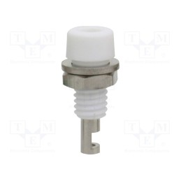 10 pcs : 225 - Socket, 2mm banana, 10A, white, on panel,screw, insulated