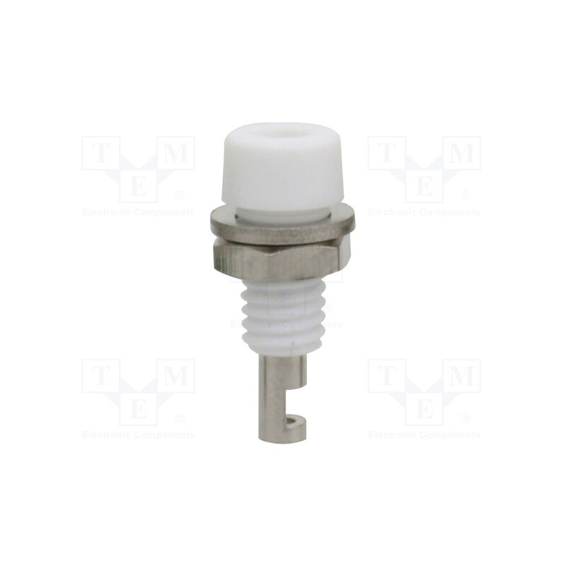10 pcs : 225 - Socket, 2mm banana, 10A, white, on panel,screw, insulated
