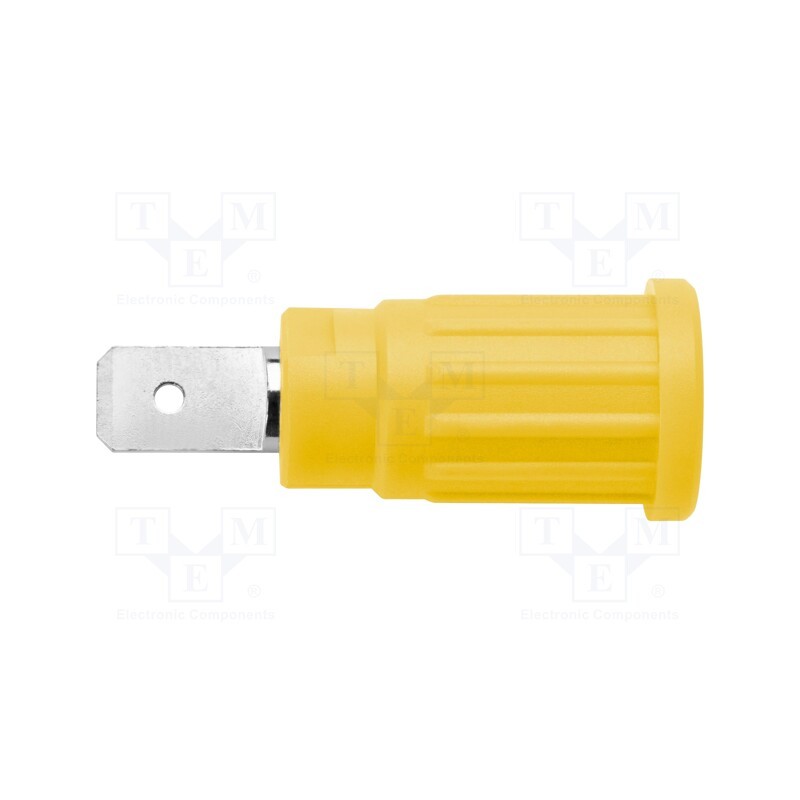 10 pcs : SEPB 6453 NI / GNGE - Socket, 4mm banana, 32A, 1kV, yellow-green, nickel plated, 34.8mm