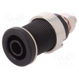 10 pcs : SEB 6445 NI / SW - Socket, 4mm banana, 32A, black, nickel plated, on panel,screw