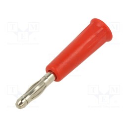 10 pcs : 1010 - Plug, 4mm banana, 36A, red, nickel plated, on cable, non-insulated
