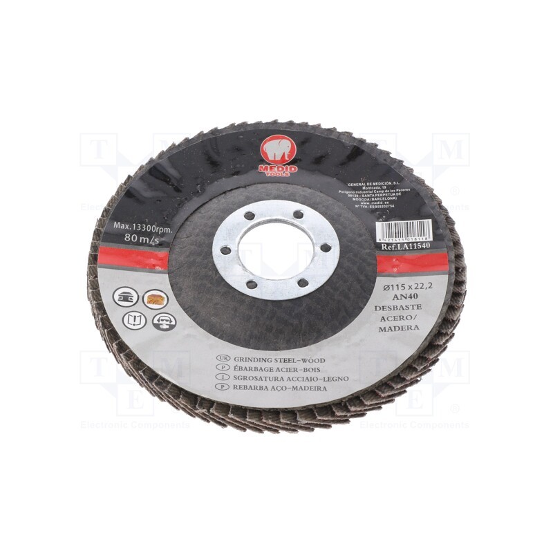 10 pcs : LA115AN40 - Flap grinding wheels, Ø: 115mm, Øhole: 22mm, Granularity: 40