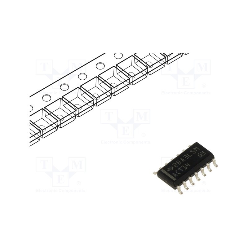 10 pcs : SN74ACT14DR - IC: digital, NOT, Ch: 6, SMD, SO14, IN: with Schmitt trigger, ACT