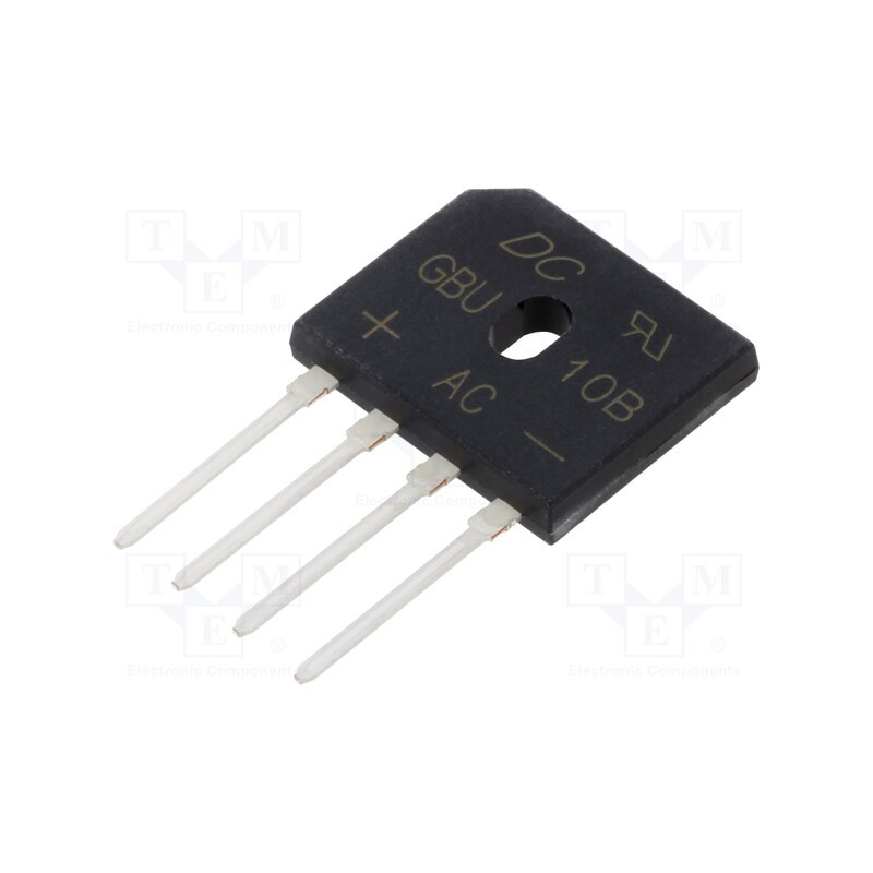 10 pcs : GBU10B - Bridge rectifier: single-phase, Urmax: 100V, If: 10A, Ifsm: 220A