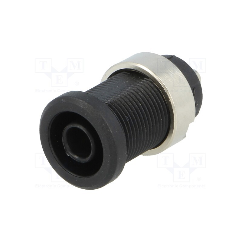 10 pcs : - Socket, 4mm banana, 25A, black, nickel plated, soldered, -20÷80°C