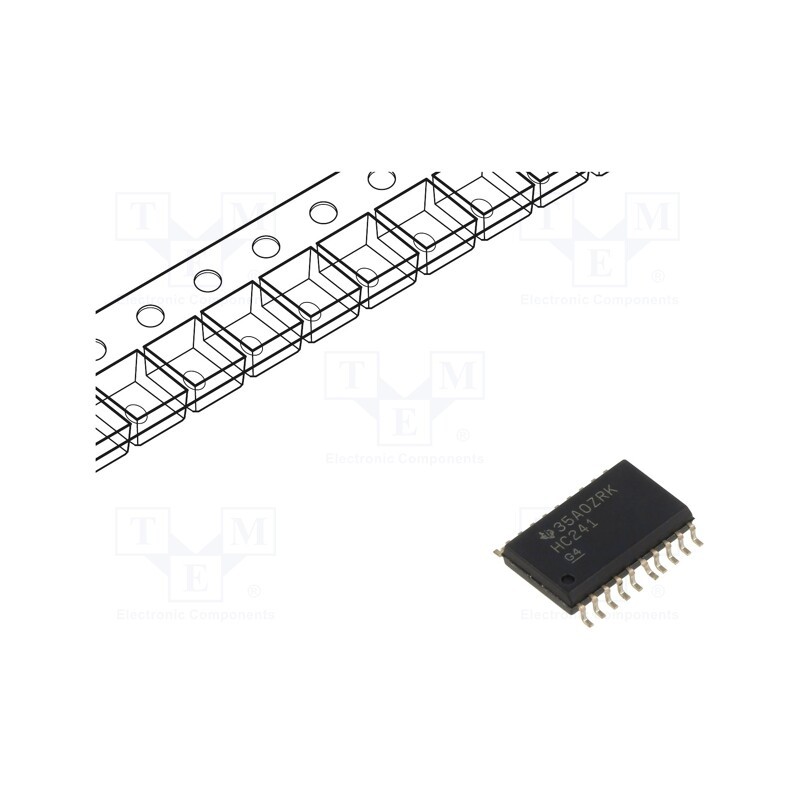 10 pcs : SN74HC241DWR - IC: digital, buffer,non-inverting,line driver, Ch: 8, SMD, SO20-W