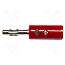 10 pcs : BU-00249-2 - Plug, 4mm banana, 15A, 1kVAC, red, 43mm, nickel plated, screw, brass