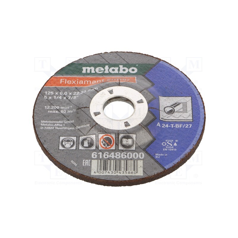 10 pcs : 616486000 - Grinding wheel, Ø: 125mm, Øhole: 22.2mm, Disc thick: 6mm, steel