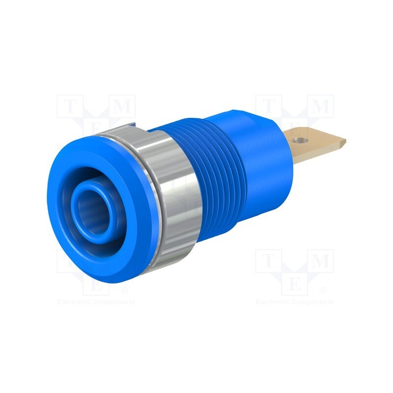 10 pcs : 23.3060-23 - Socket, 4mm banana, 32A, 1kV, Cutout: Ø12.2mm, blue, gold-plated