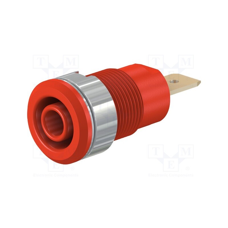 10 pcs : 23.3060-22 - Socket, 4mm banana, 32A, 1kV, Cutout: Ø12.2mm, red, gold-plated