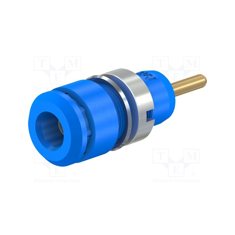 10 pcs : 65.9194-23 - Socket, 2mm banana, 10A, 29mm, blue, on panel, Plating: gold-plated