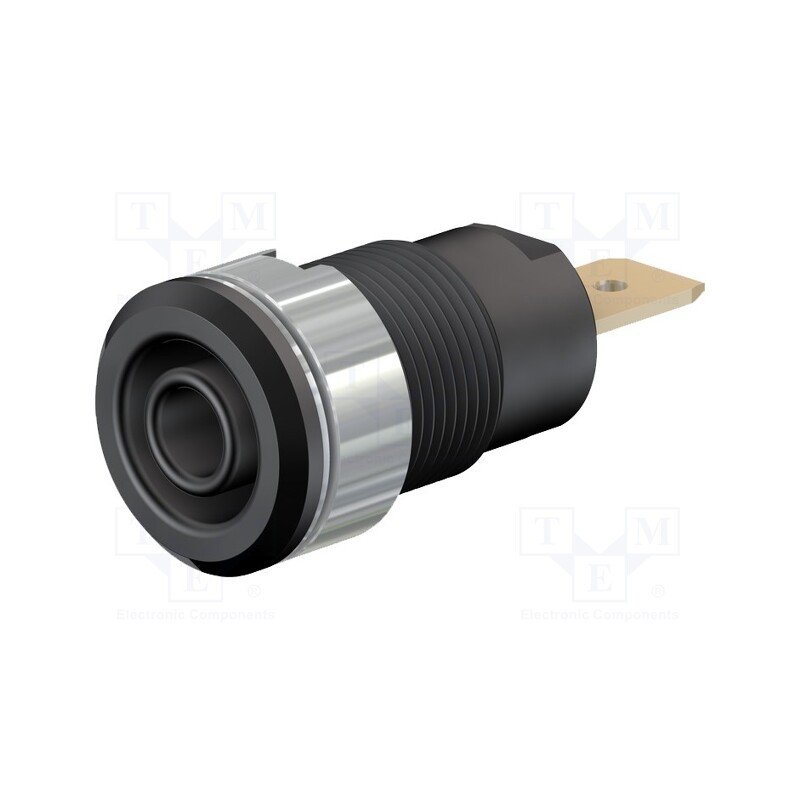 10 pcs : 23.3060-21 - Socket, 4mm banana, 32A, 1kV, Cutout: Ø12.2mm, black, gold-plated