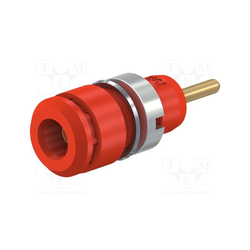 10 pcs : 65.9194-22 - Socket, 2mm banana, 10A, 29mm, red, on panel, Plating: gold-plated