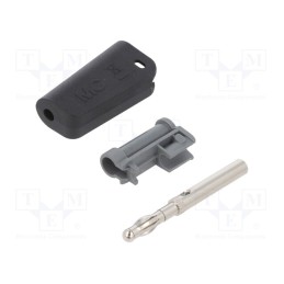 10 pcs : 64.1044-21 - Plug, 4mm banana, 19A, 30VAC, 60VDC, black, nickel plated, 2.5mm2