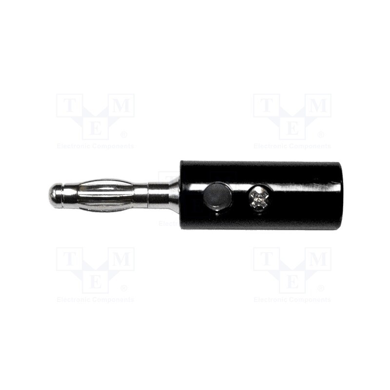 10 pcs : BU-00249-0 - Plug, 4mm banana, 15A, 1kVAC, black, 43mm, nickel plated, screw