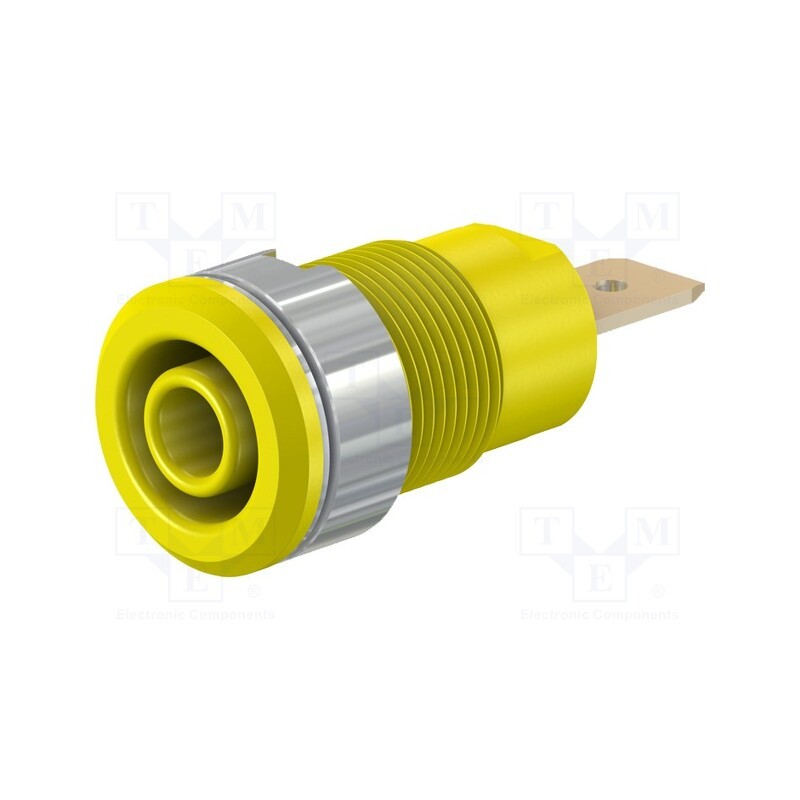 10 pcs : 23.3060-24 - Socket, 4mm banana, 32A, 1kV, Cutout: Ø12.2mm, yellow, gold-plated