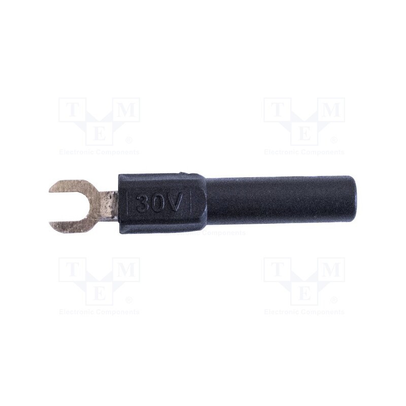 10 pcs : BU-30211A-0 - Fork terminals, banana 4mm plug,fork terminal, 60VDC, 36A, black