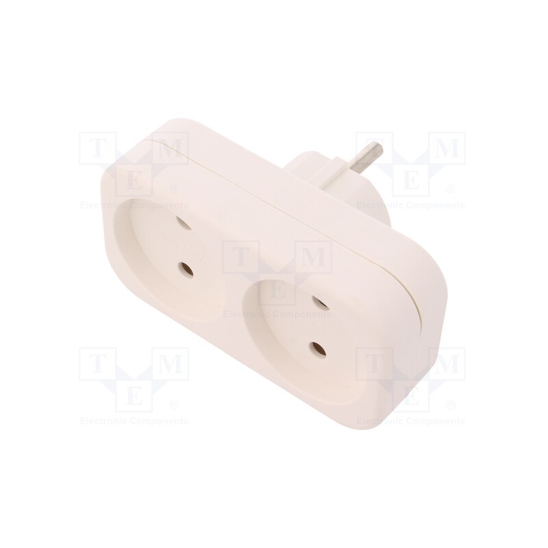 10 pcs : W-01139 - Connector: AC supply, splitter, 2P, 230VAC, 16A, Type: round, white