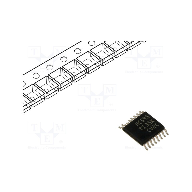10 pcs : SN74HC595PWR - IC: digital, shift register, Ch: 8, CMOS, SMD, TSSOP16, 2÷6VDC, HC