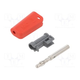 10 pcs : 64.1040-22 - Plug, 4mm banana, 19A, 30VAC, 60VDC, red, nickel plated, 1mm2