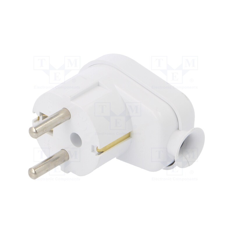 10 pcs : W-10105 - Connector: AC supply, male, plug, 2P+PE, 250VAC, 16A, white, PIN: 3