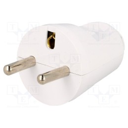 10 pcs : W-10107 - Connector: AC supply, male, plug, 2P+PE, 230VAC, 16A, white, PIN: 3