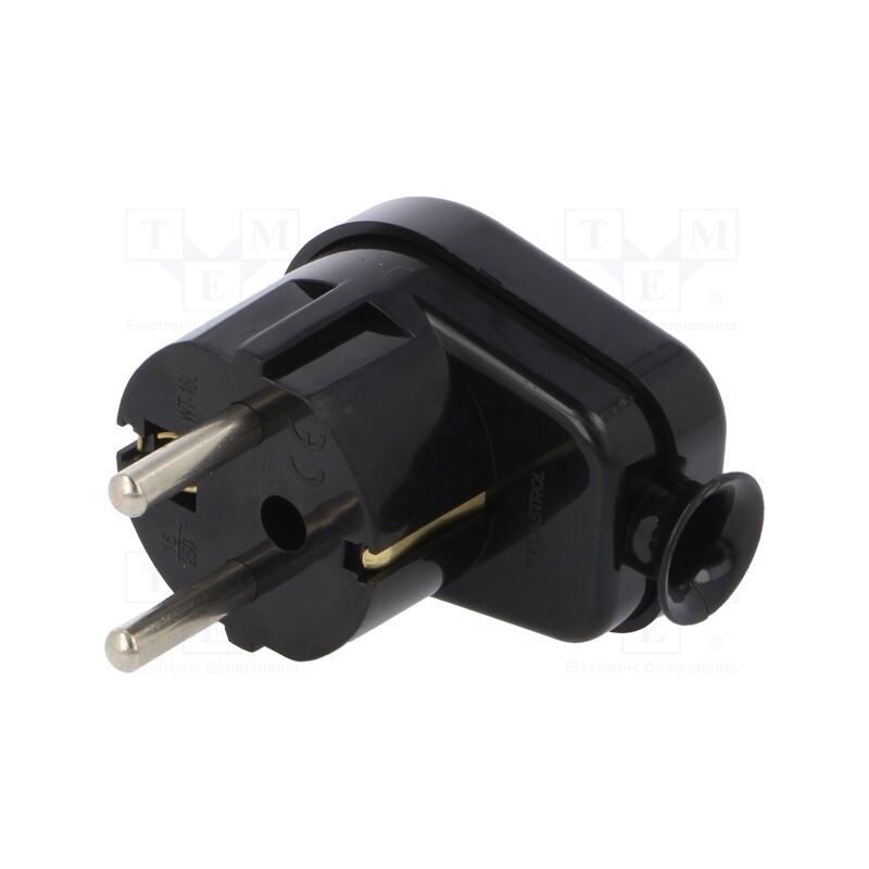 10 pcs : W-10109 - Connector: AC supply, male, plug, 2P+PE, 250VAC, 16A, black, PIN: 3