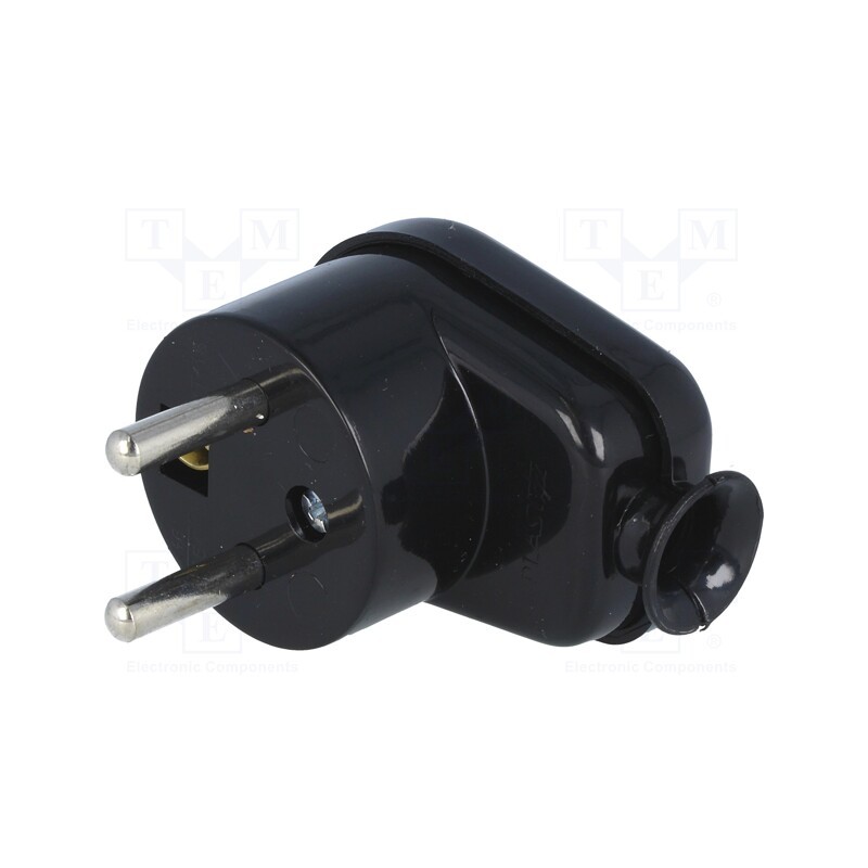 10 pcs : W-10113 - Connector: AC supply, male, plug, 2P+PE, 230VAC, 16A, black, PIN: 3