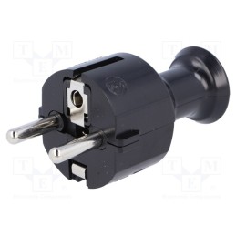10 pcs : W-10117 - Connector: AC supply, male, plug, 2P+PE, 230VAC, 16A, black, PIN: 3