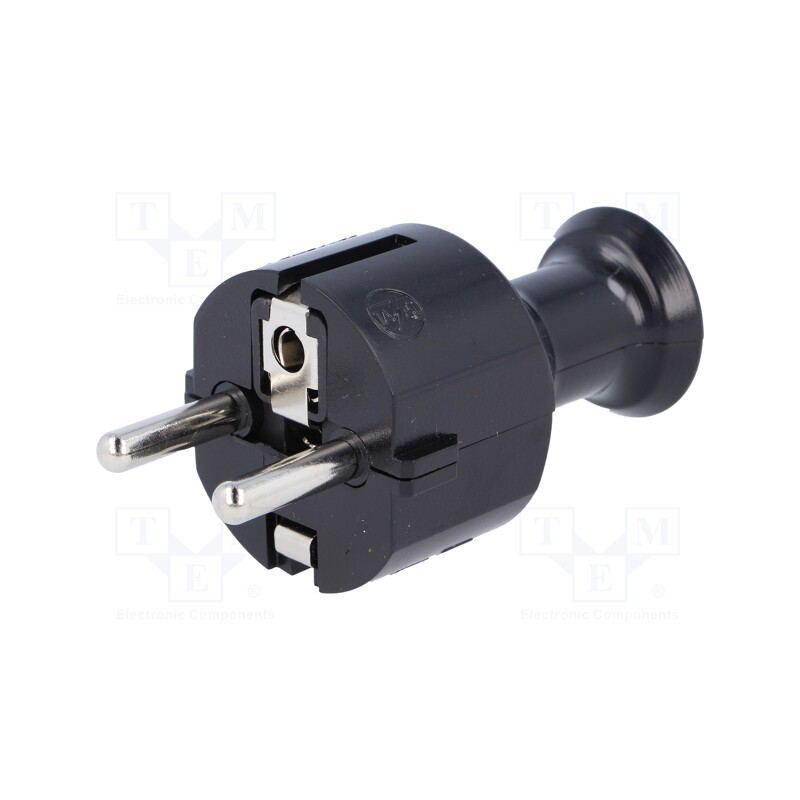 10 pcs : W-10117 - Connector: AC supply, male, plug, 2P+PE, 230VAC, 16A, black, PIN: 3