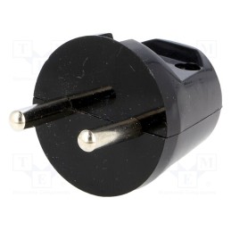 10 pcs : W-10136 - Connector: AC supply, male, plug, 2P, 230VAC, 16A, Type: round, black