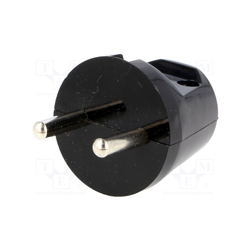 10 pcs : W-10136 - Connector: AC supply, male, plug, 2P, 230VAC, 16A, Type: round, black